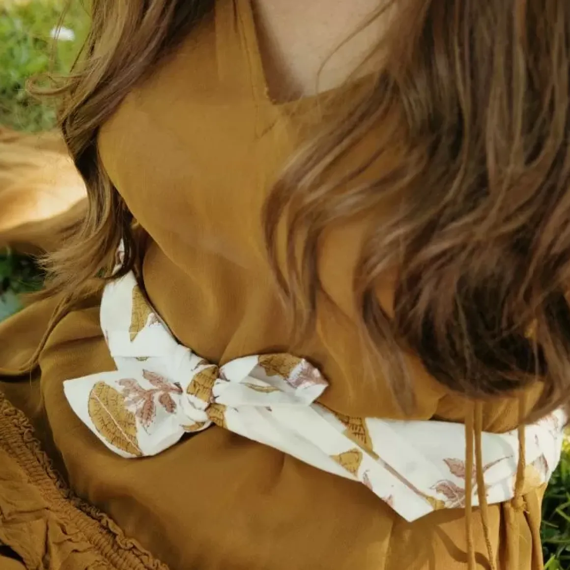 A La Bandana Blockprint Mustard Flower