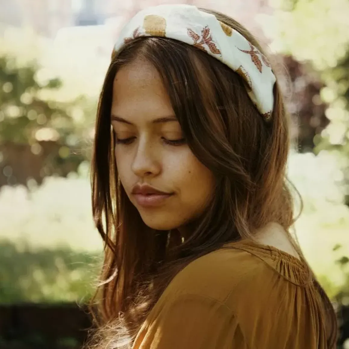 A La Bandana Blockprint Mustard Flower