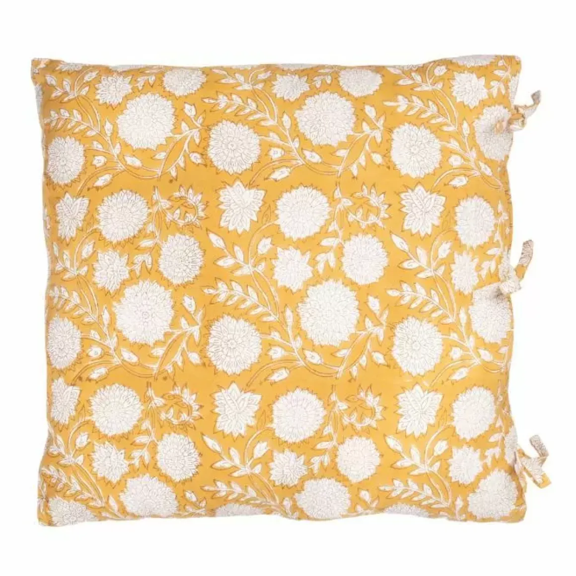 A La Kussenhoes Blockprint Mustard