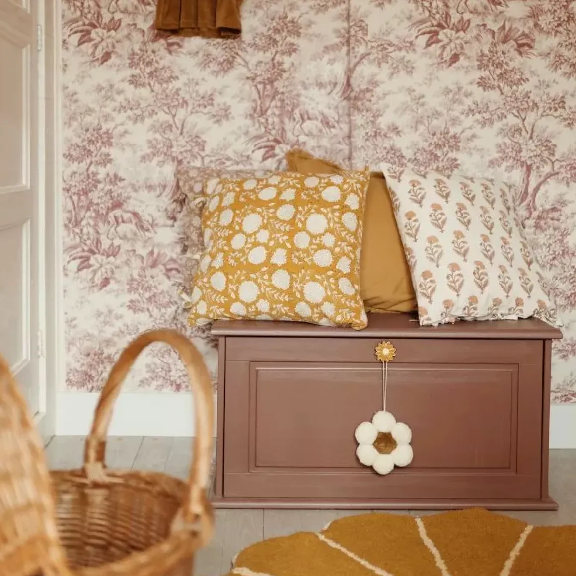 A La Kussenhoes Blockprint Mustard