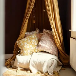 A La Kussenhoes Blockprint Mustard