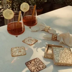 A La Opbergdoos Vierkant Floral Beige