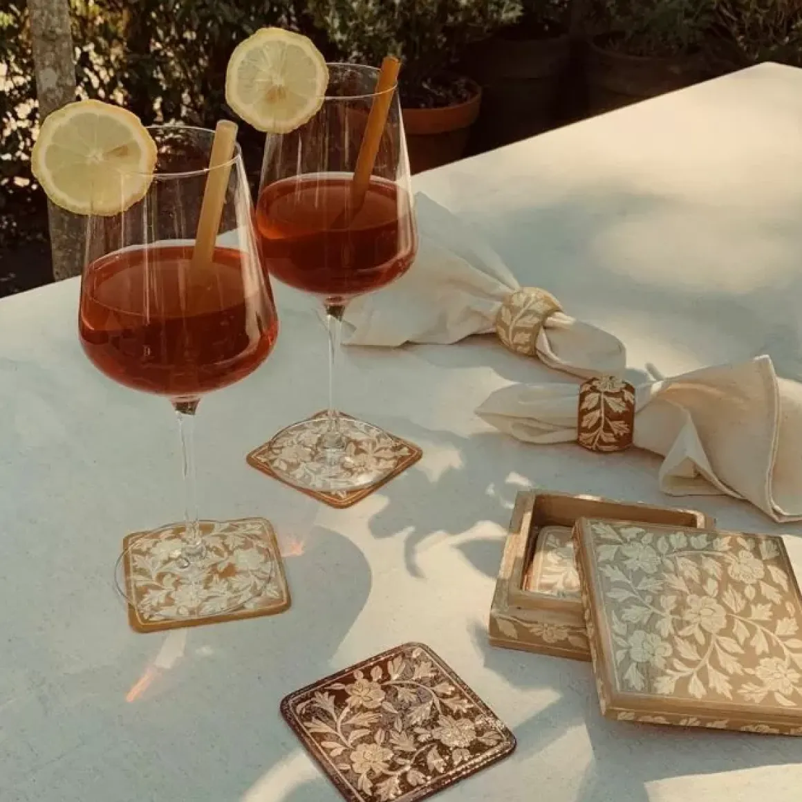 A La Opbergdoos Vierkant Floral Beige