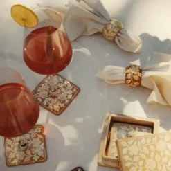 A La Servetringen Floral Beige (4St)