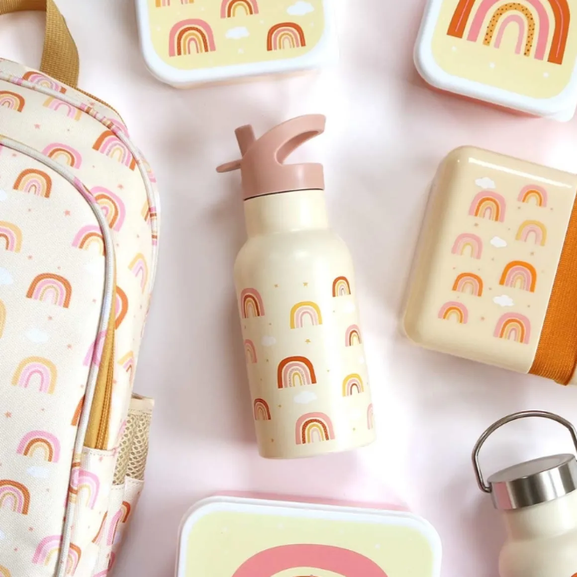 A Little Lovely Company Rvs Drinkfles Regenbogen