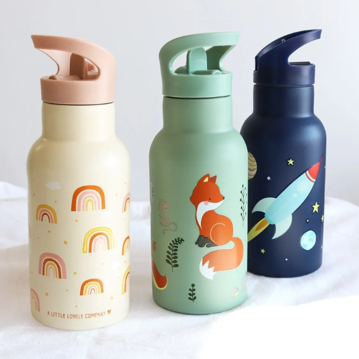 A Little Lovely Company Rvs Drinkfles Regenbogen