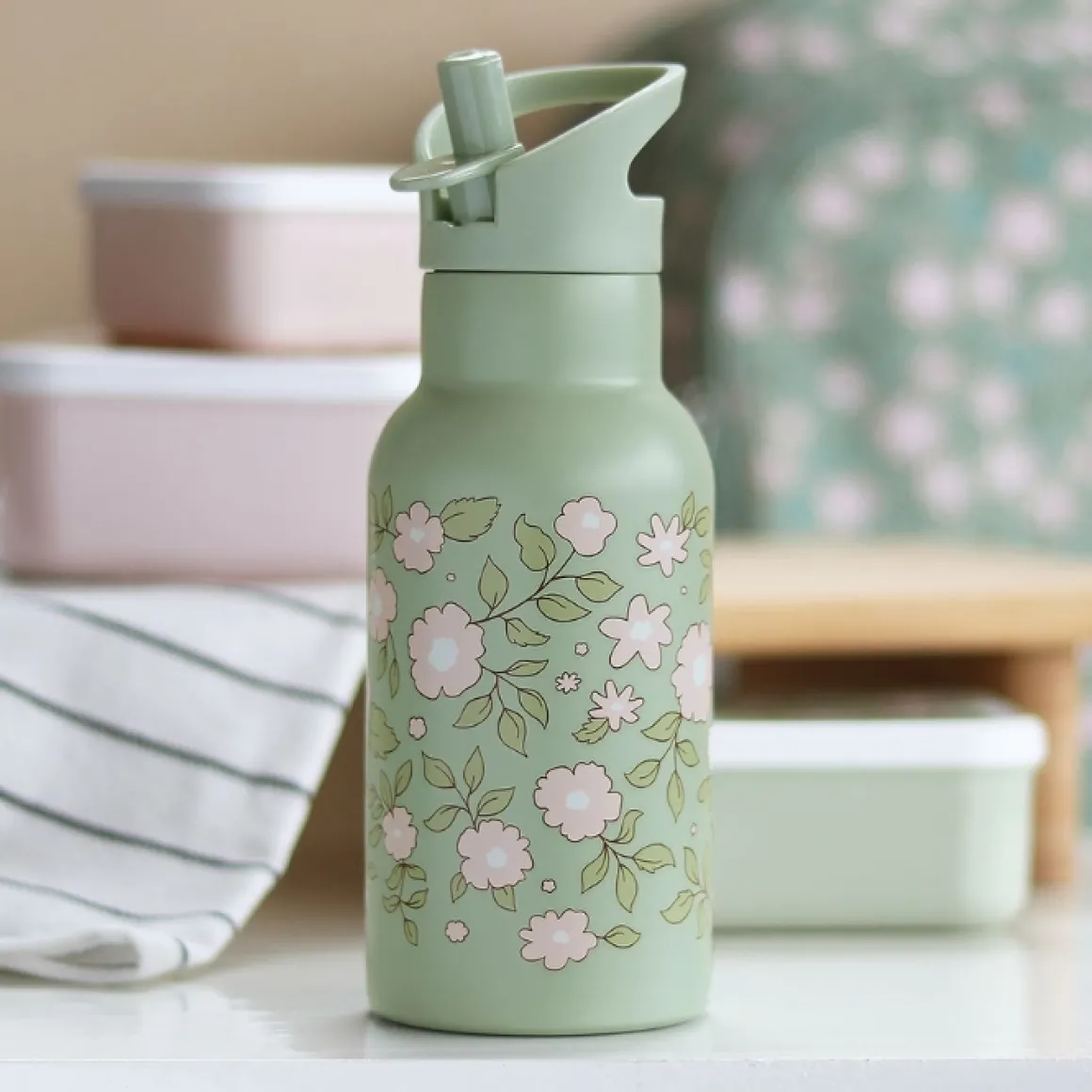 A Little Lovely Company Thermosfles Blossoms Sage