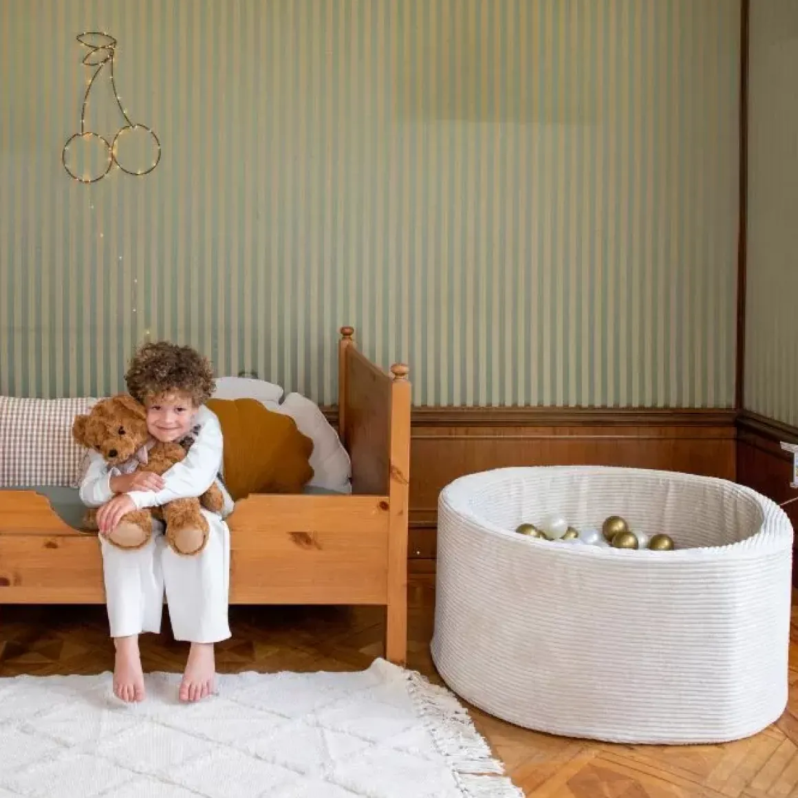 Ballenbak Xl Rond 90X40 Rib Velvet Beige Moje