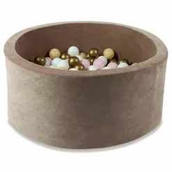 Ballenbak Xl Rond 90X40 Soft Velvet Dark Beige Moje