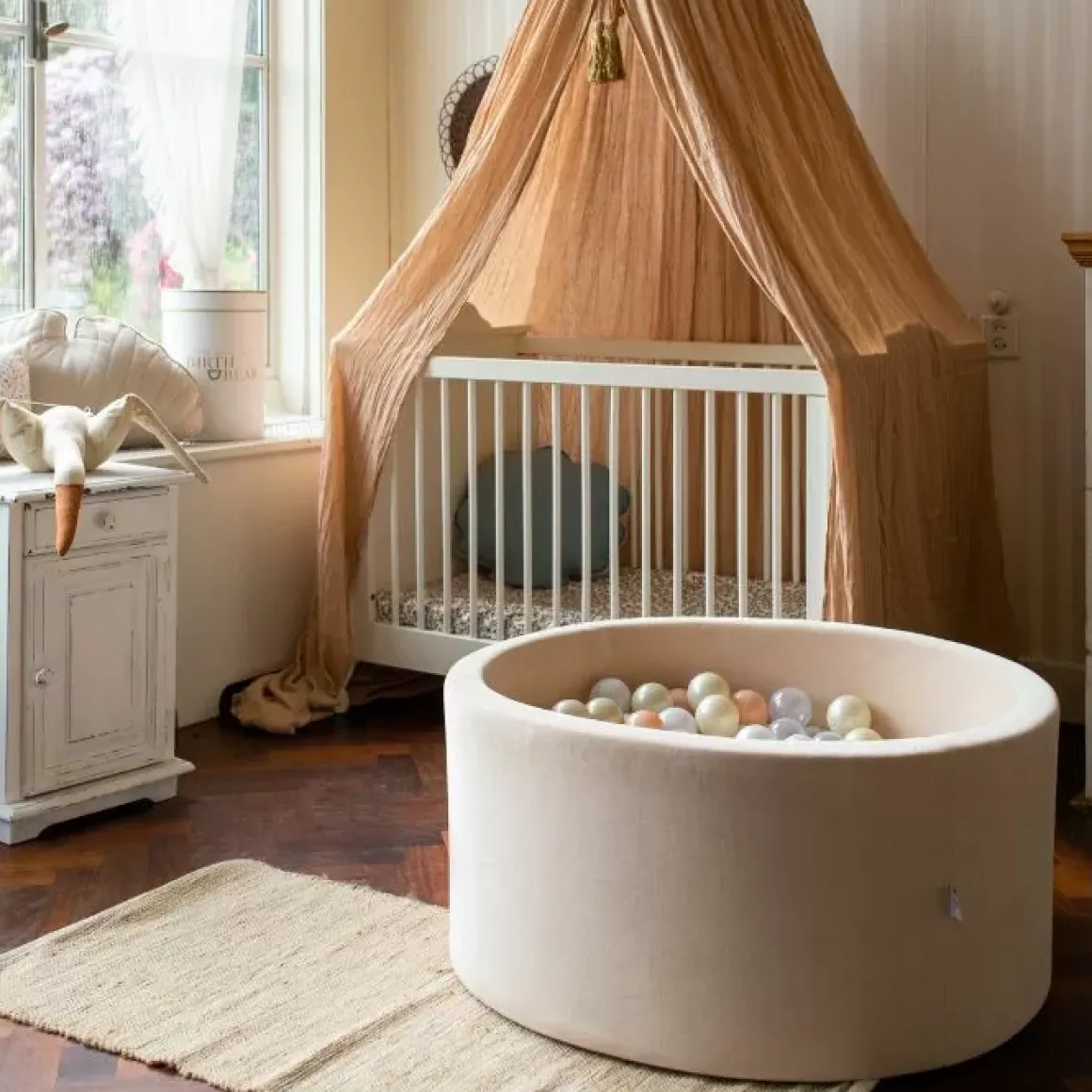 Ballenbak Xl Rond 90X40 Velvet Beige Moje