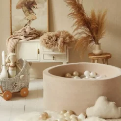 Ballenbak Xl Rond 90X40 Velvet Beige Moje