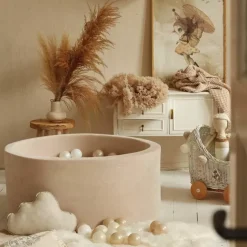 Ballenbak Xl Rond 90X40 Velvet Beige Moje