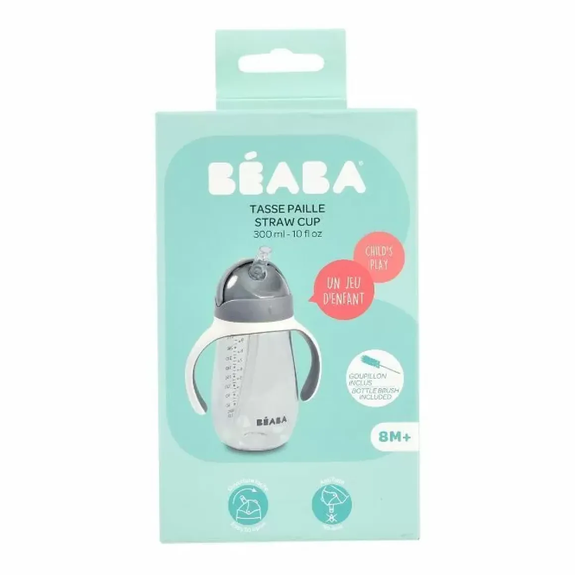 Beaba Drinkbeker Met Rietje Grijs 300Ml