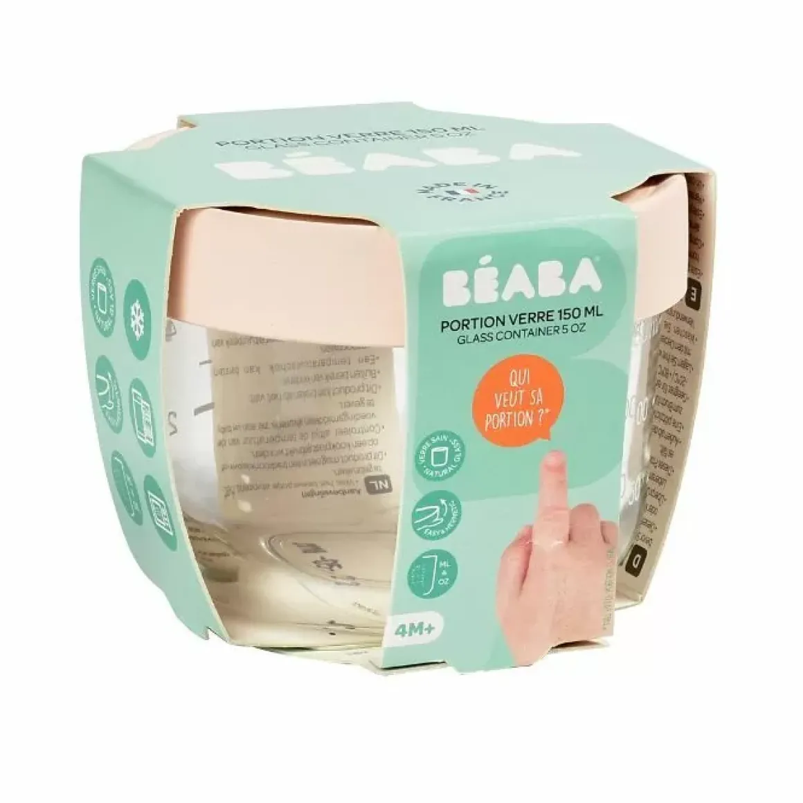 Beaba Glazen Bewaarpotje Oudroze 150Ml