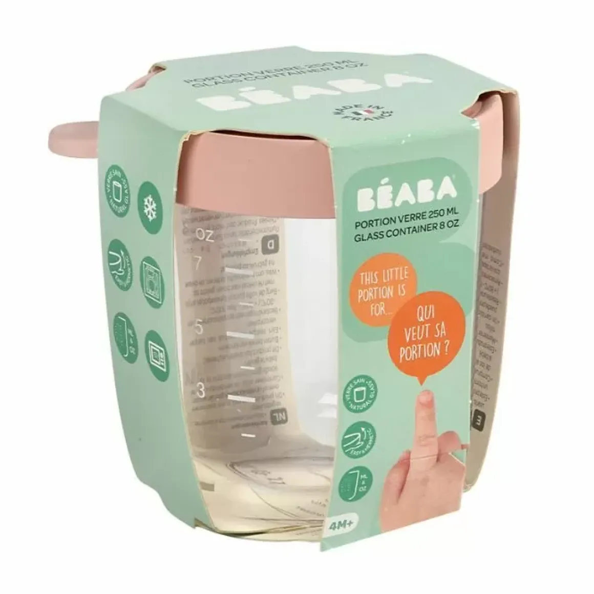 Beaba Glazen Bewaarpotje Oudroze 250Ml