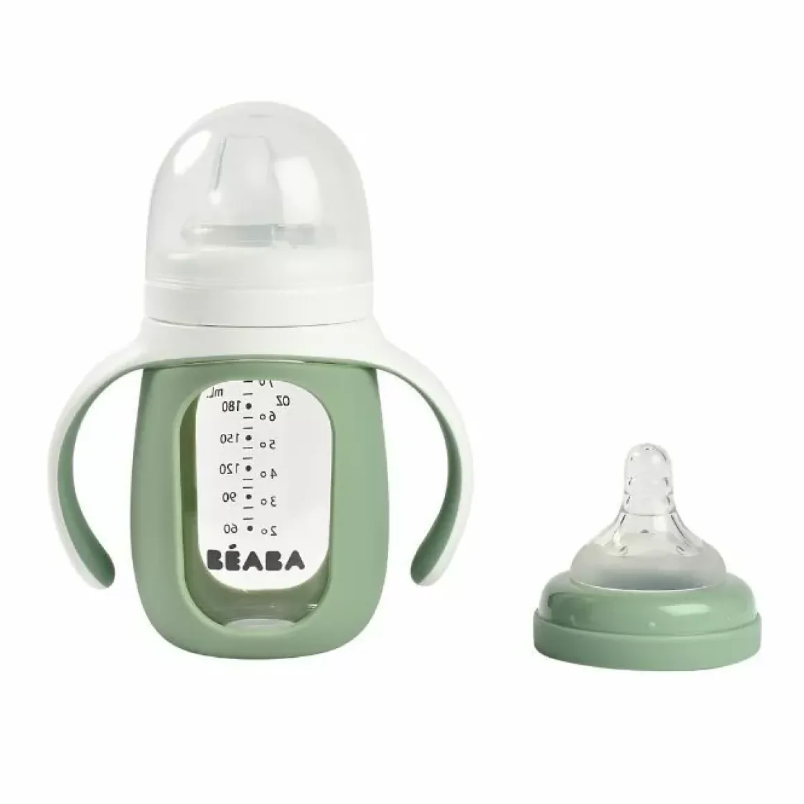 Beaba 2-In-1 Glazen Meegroeifles Groen 210Ml