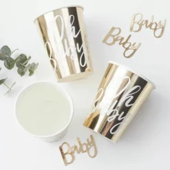 Bekertjes Goudfolie (8St) Oh Baby! Ginger Ray