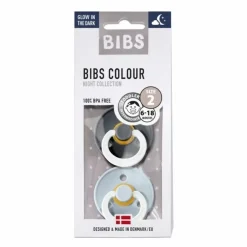 Bibs Fopspenen Set Glow In The Dark Iron/Babyblue