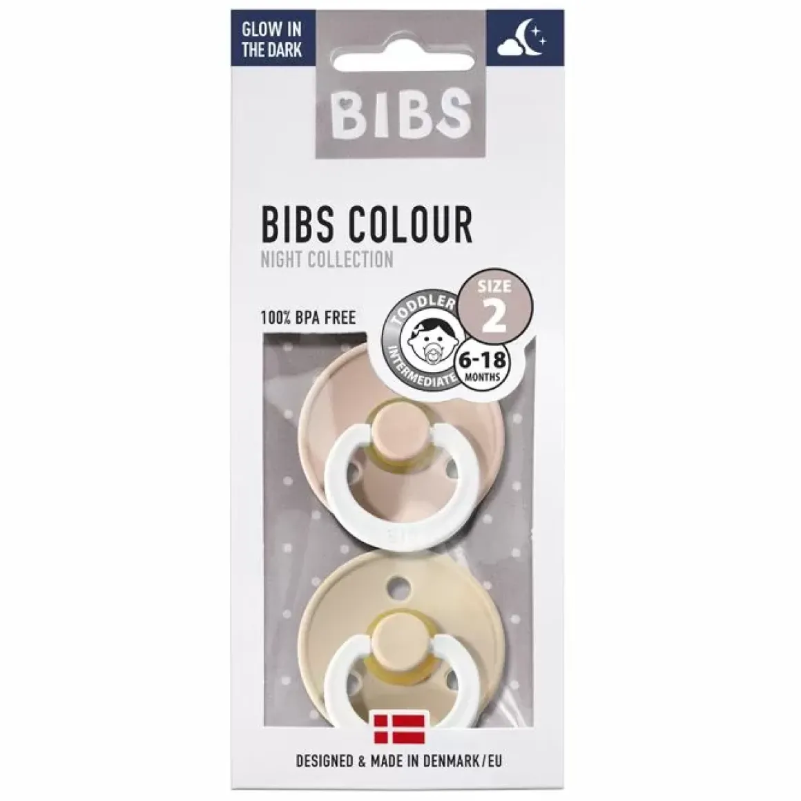 Bibs Fopspenen Set Glow In The Dark Vanilla/Blush