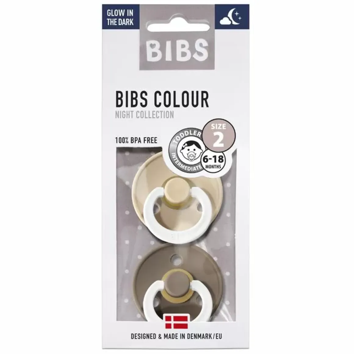 Bibs Fopspenen Set Glow In The Dark Vanilla/Dark Oak