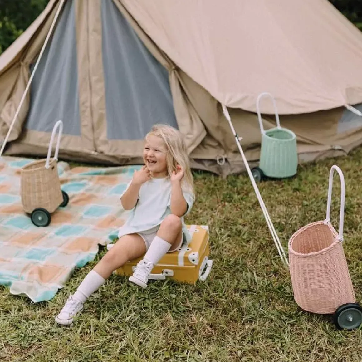 Boodschappenwagentje Luggy Basket Roze Olli Ella