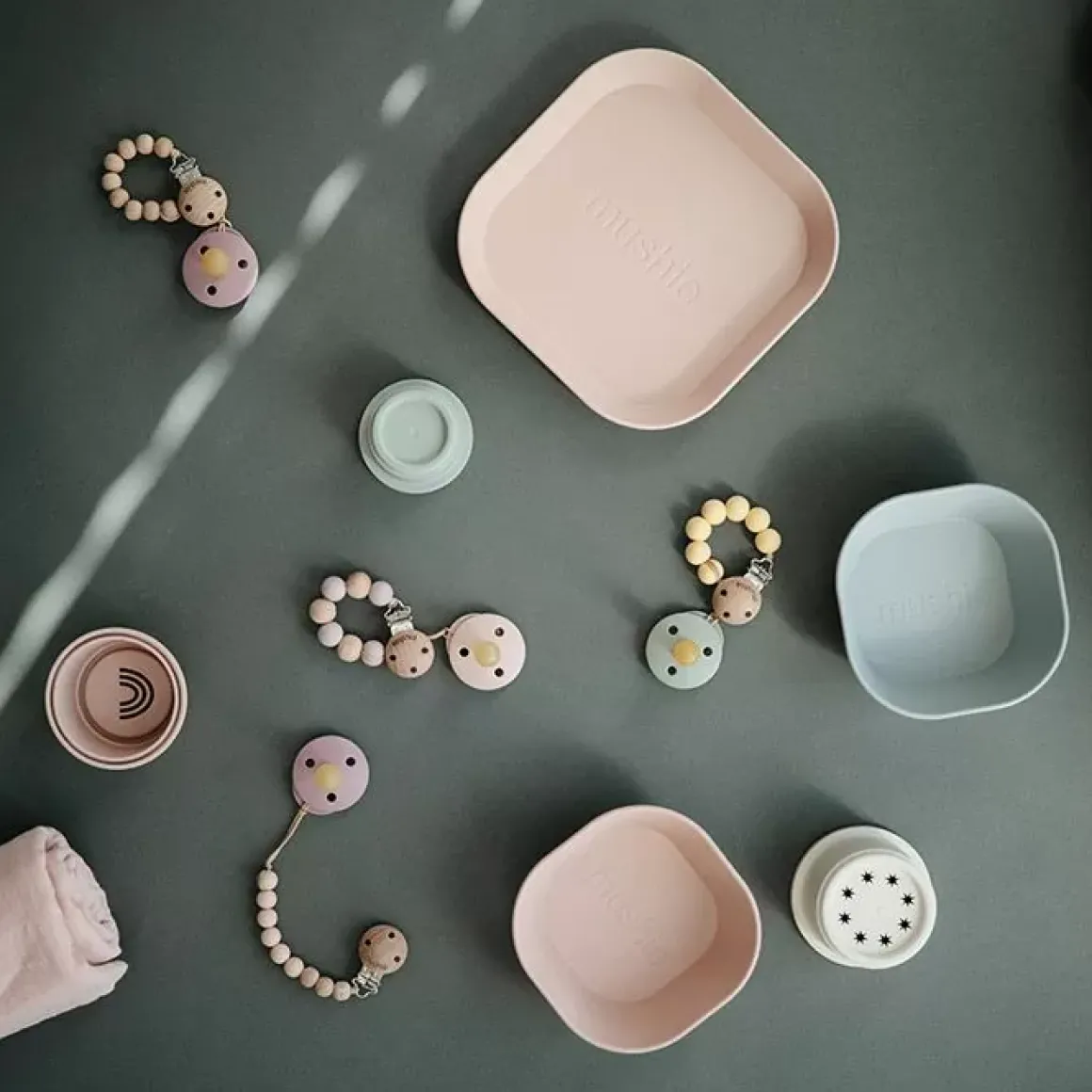 Borden Vierkant Blush (2St) Mushie