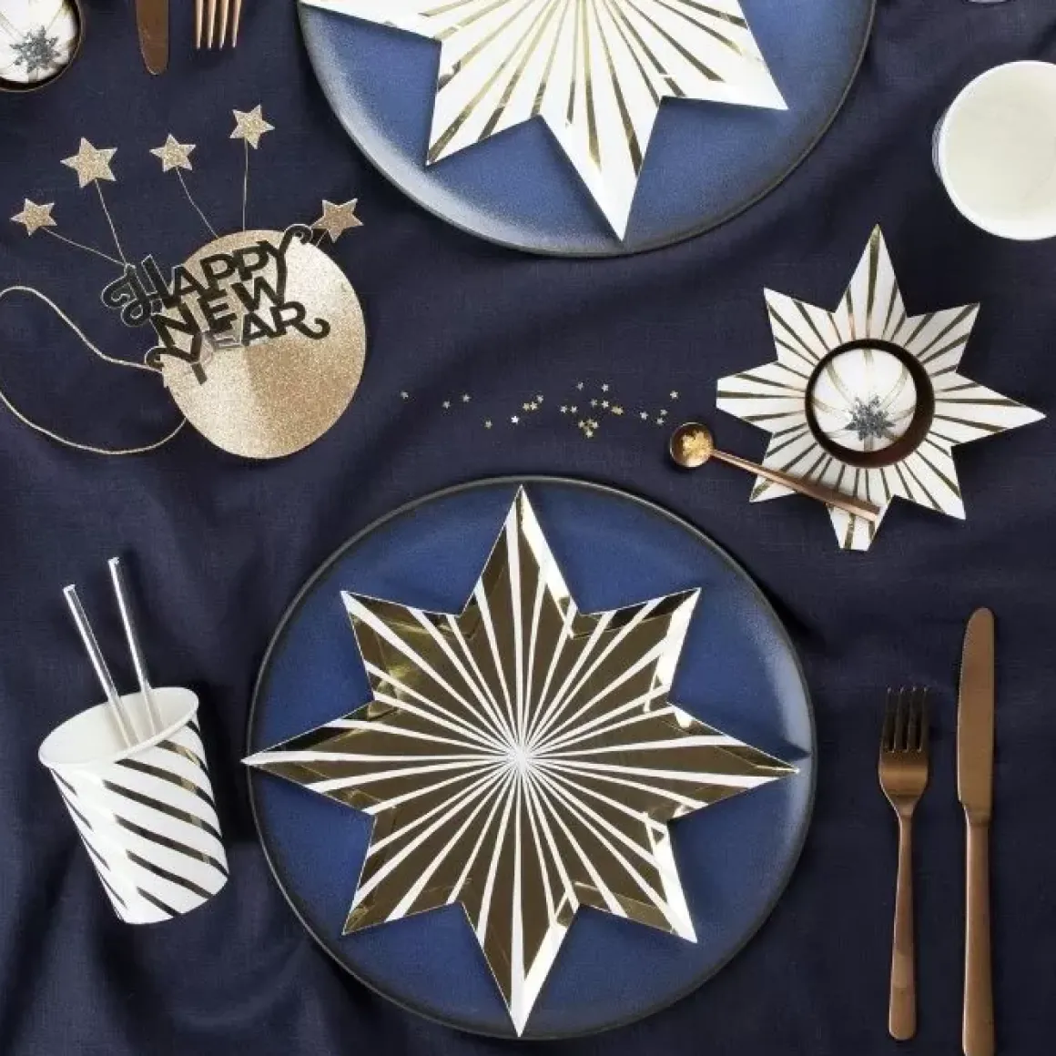 Bordjes Gold Stripe Stars (8St) Meri Meri