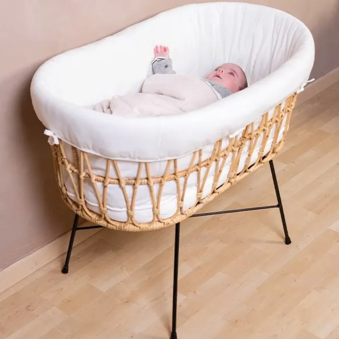 Childhome Rotan Wieg Met Matras Ecru