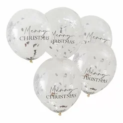 Confettiballonnen Merry Christmas Season For Silver (5St)