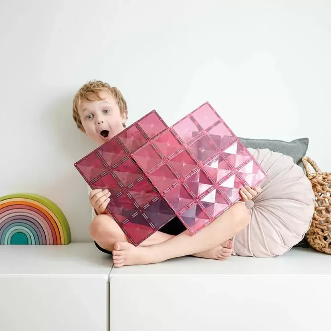 Connetix Tiles Basis Bouwplaten Pink & Berry (2St)