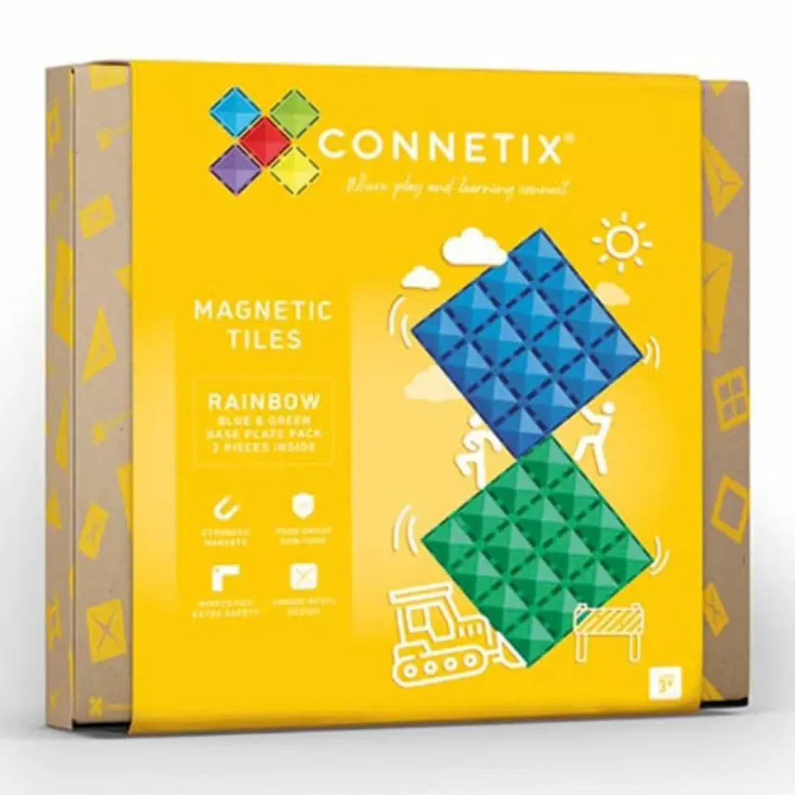 Connetix Tiles Basis Bouwplaten Rainbow (2St)