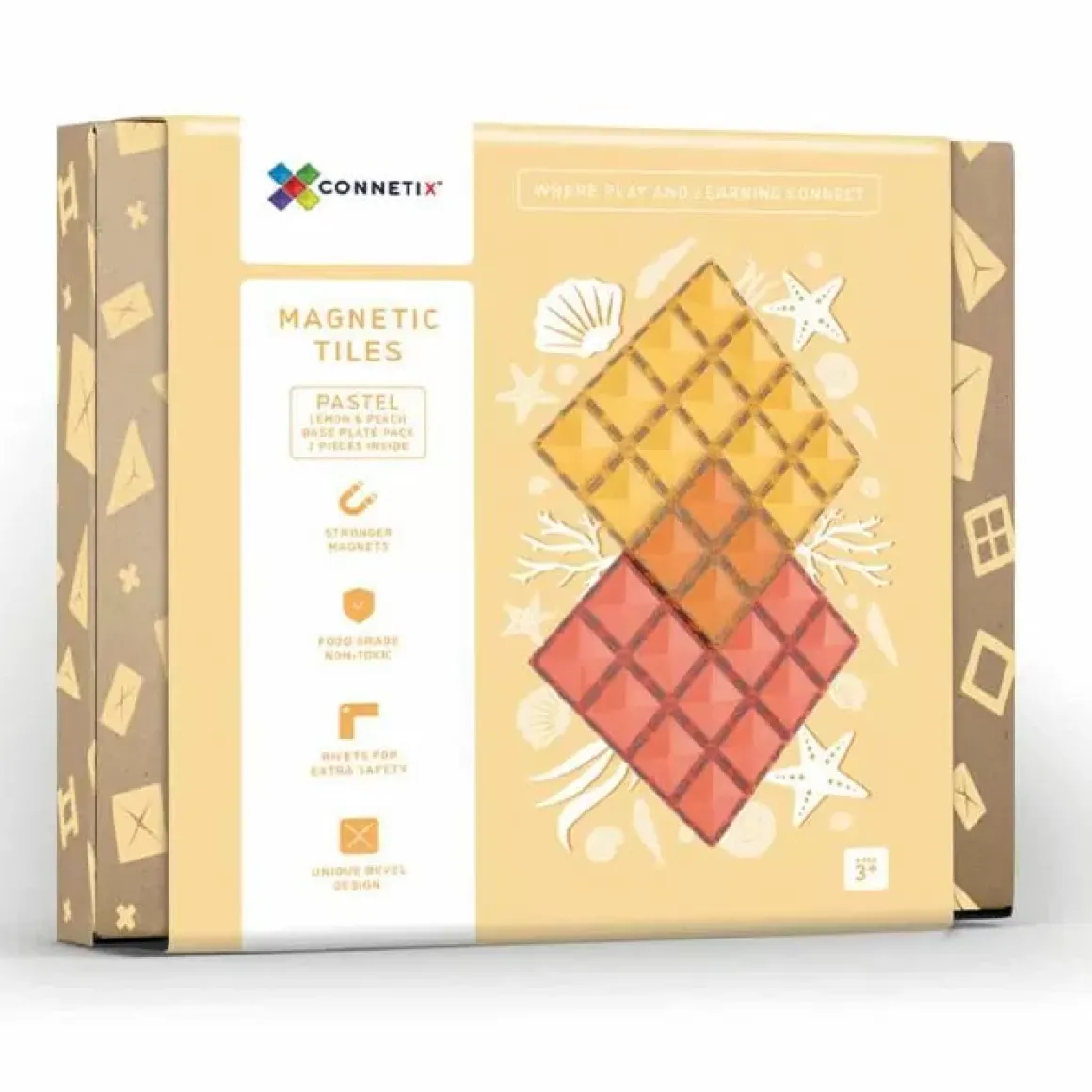 Connetix Tiles Basis Bouwplaten Lemon & Peach (2St)