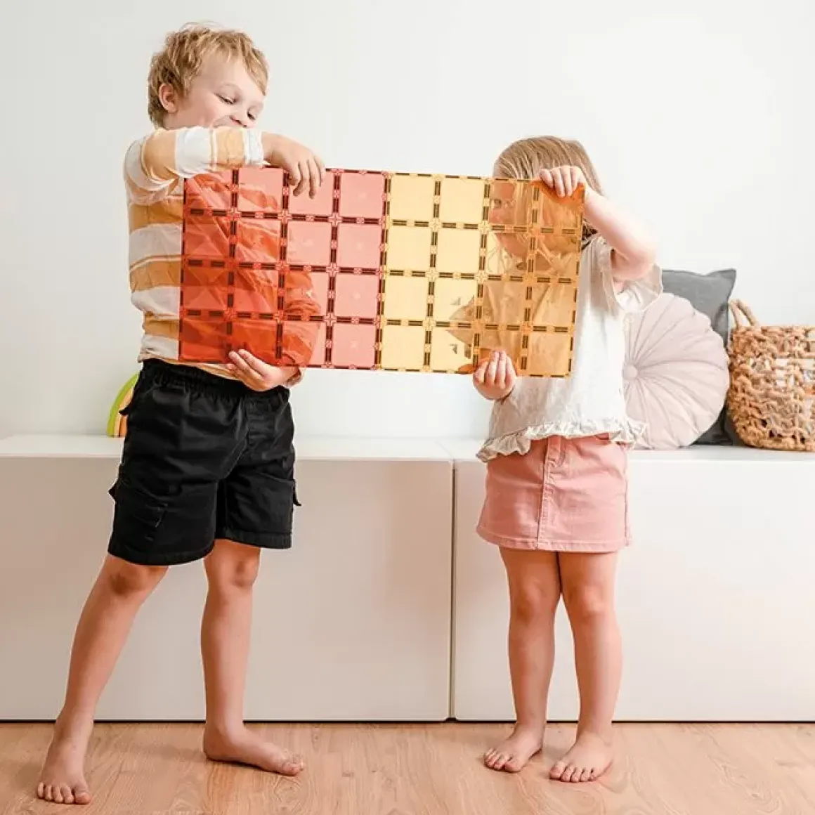 Connetix Tiles Basis Bouwplaten Lemon & Peach (2St)