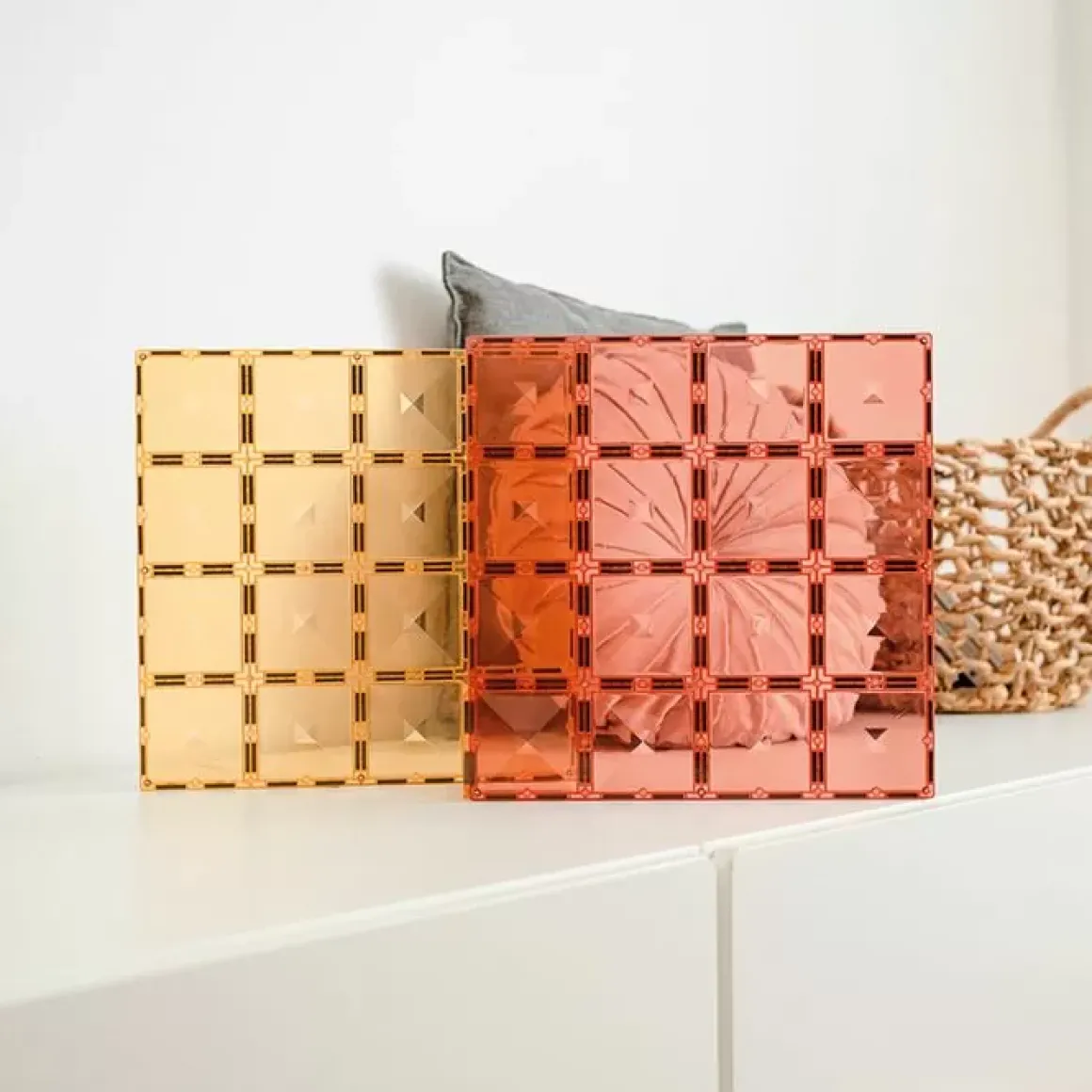 Connetix Tiles Basis Bouwplaten Lemon & Peach (2St)