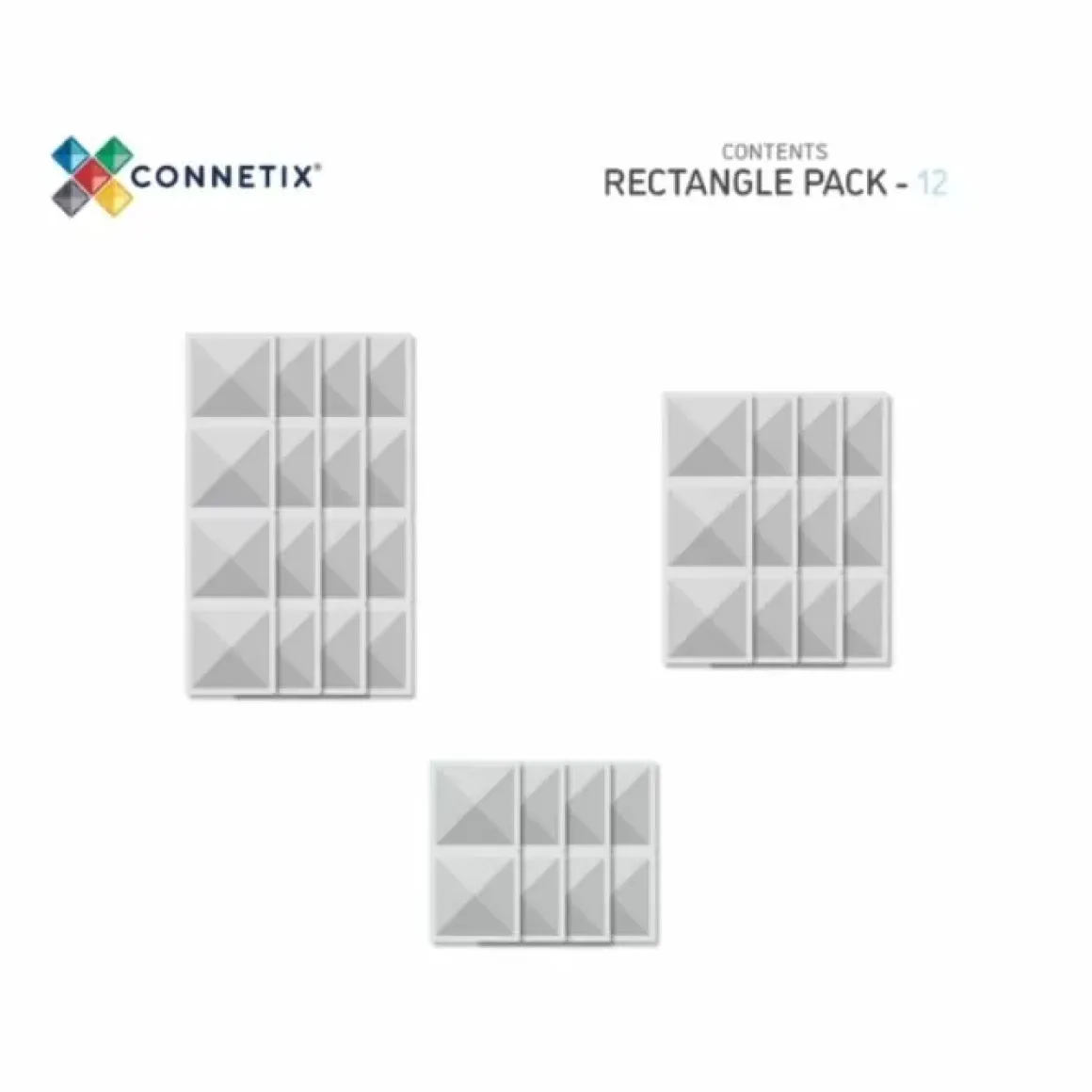Connetix Tiles Clear Rectangle Pack (12St) | Magnetische Bouwtegels | Kidsdeco.Nl
