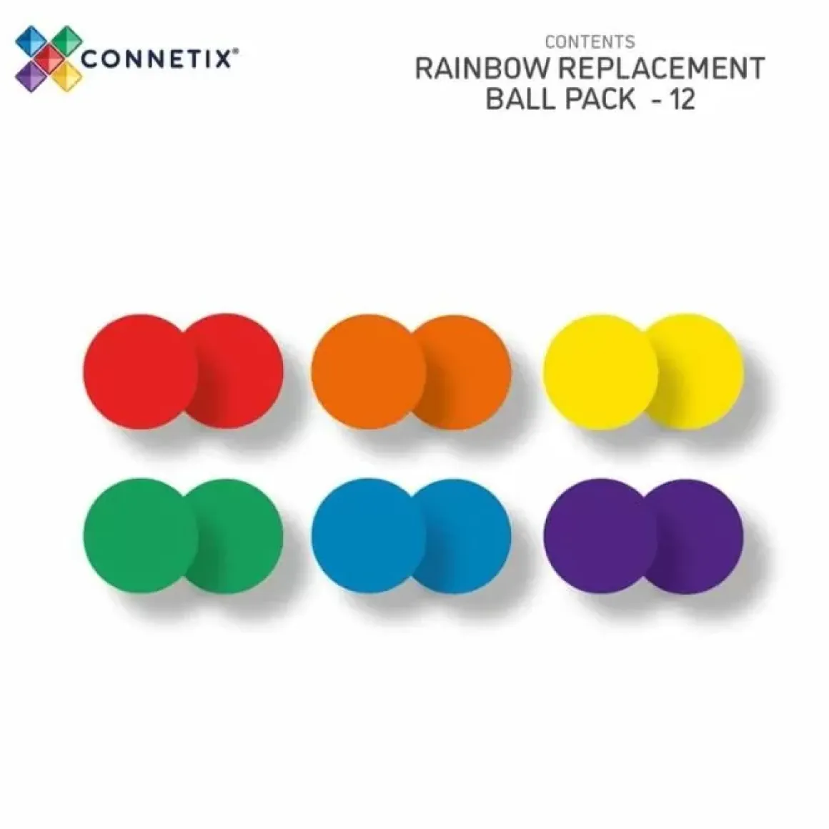 Connetix Tiles Extra Ballen Knikkerbaan Rainbow (12St) | Magnetische Bouwtegels | Kidsdeco.Nl