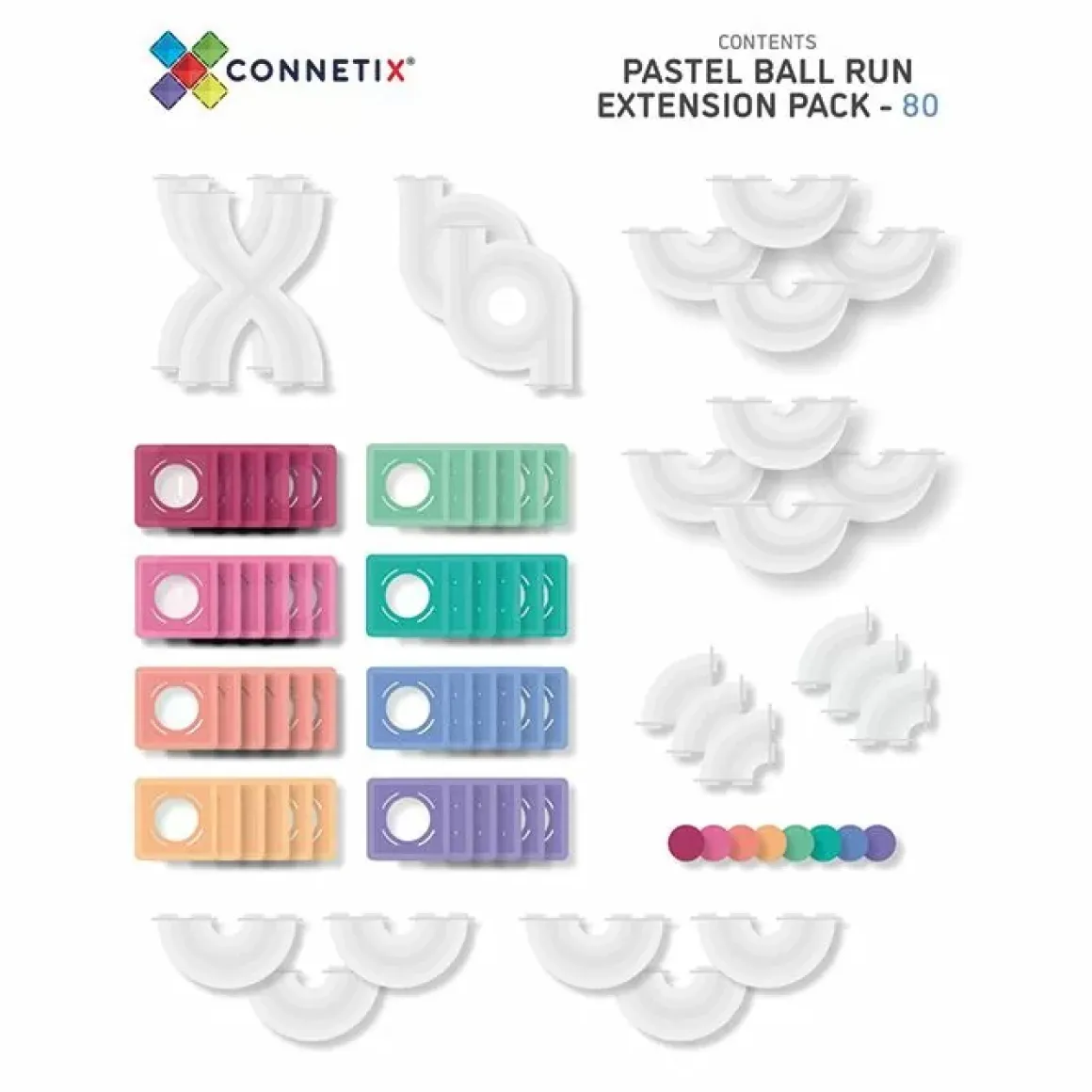 Connetix Tiles Pastel Ball Run Expansion Pack (80St)