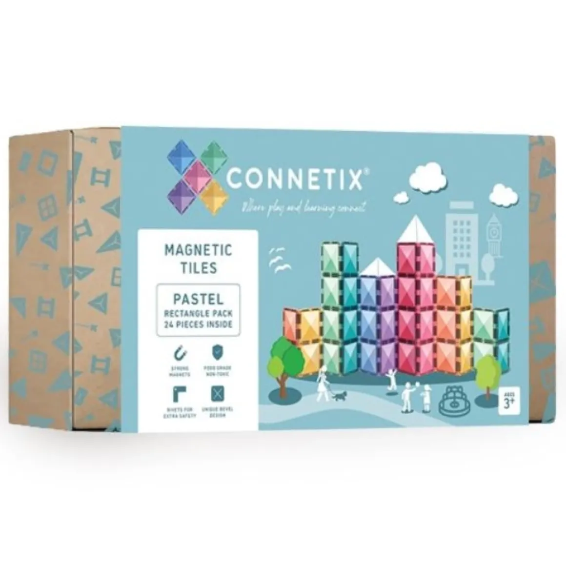 Connetix Tiles Pastel Rectangle Pack (24St)