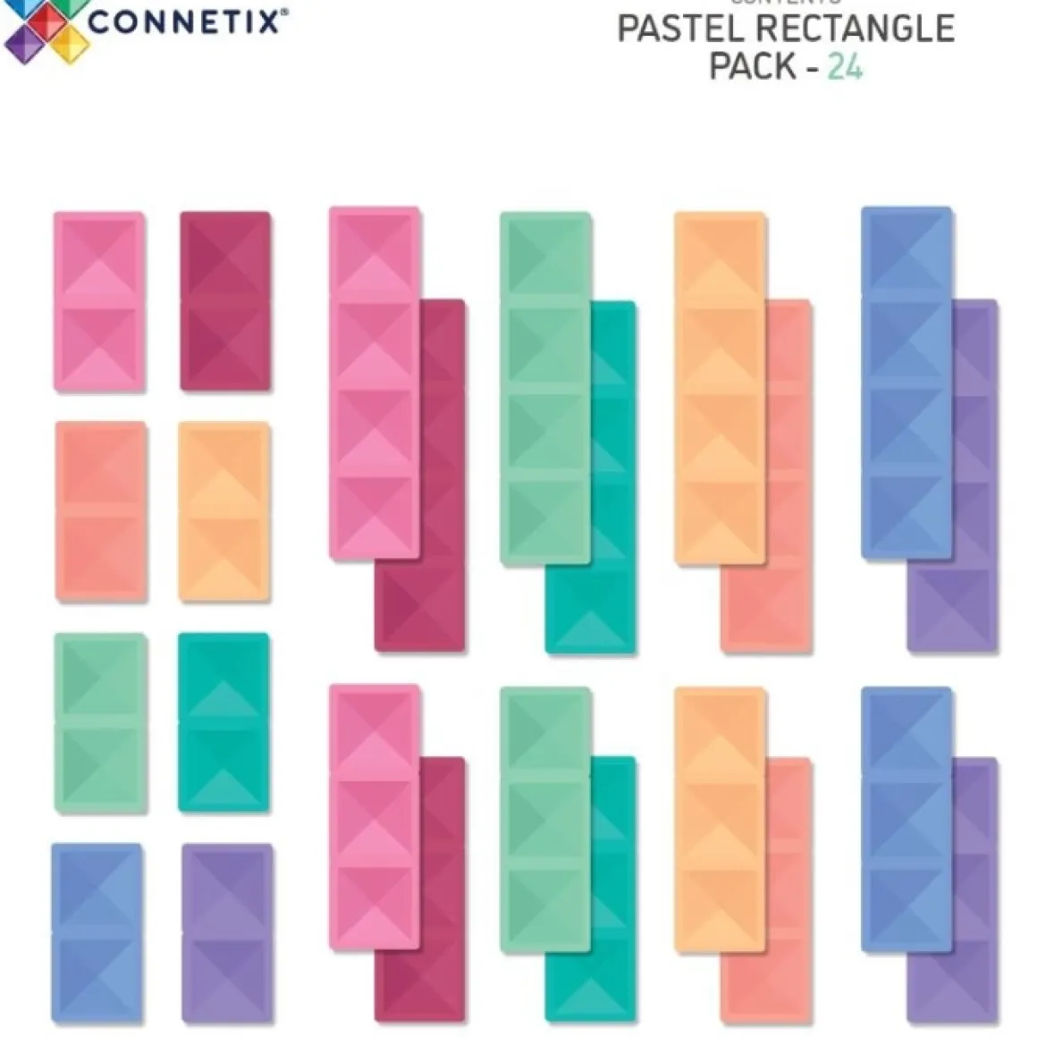 Connetix Tiles Pastel Rectangle Pack (24St)