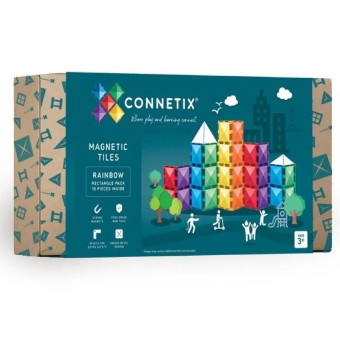 Connetix Tiles Rainbow Rectangle Pack (18St)