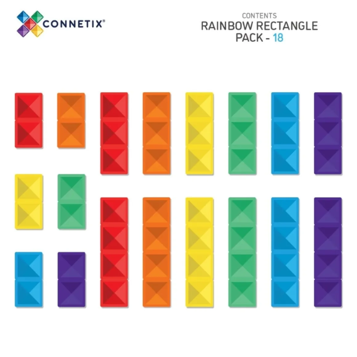 Connetix Tiles Rainbow Rectangle Pack (18St)