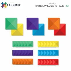 Connetix Tiles Rainbow Square Pack (42St)