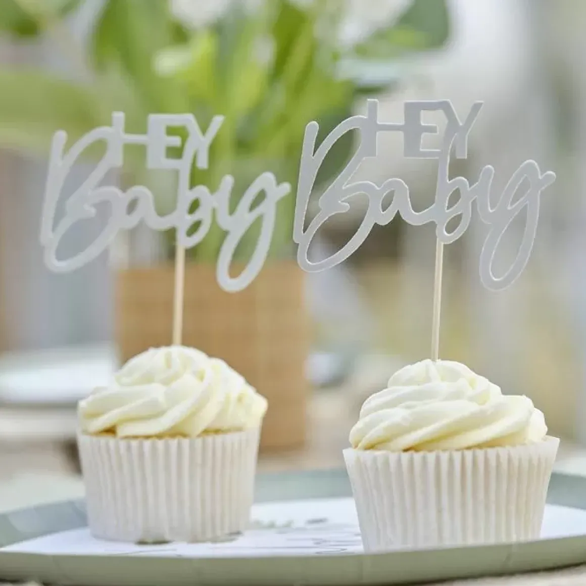 Cupcake Prikkers Hey Baby Botanical Baby Ginger Ray