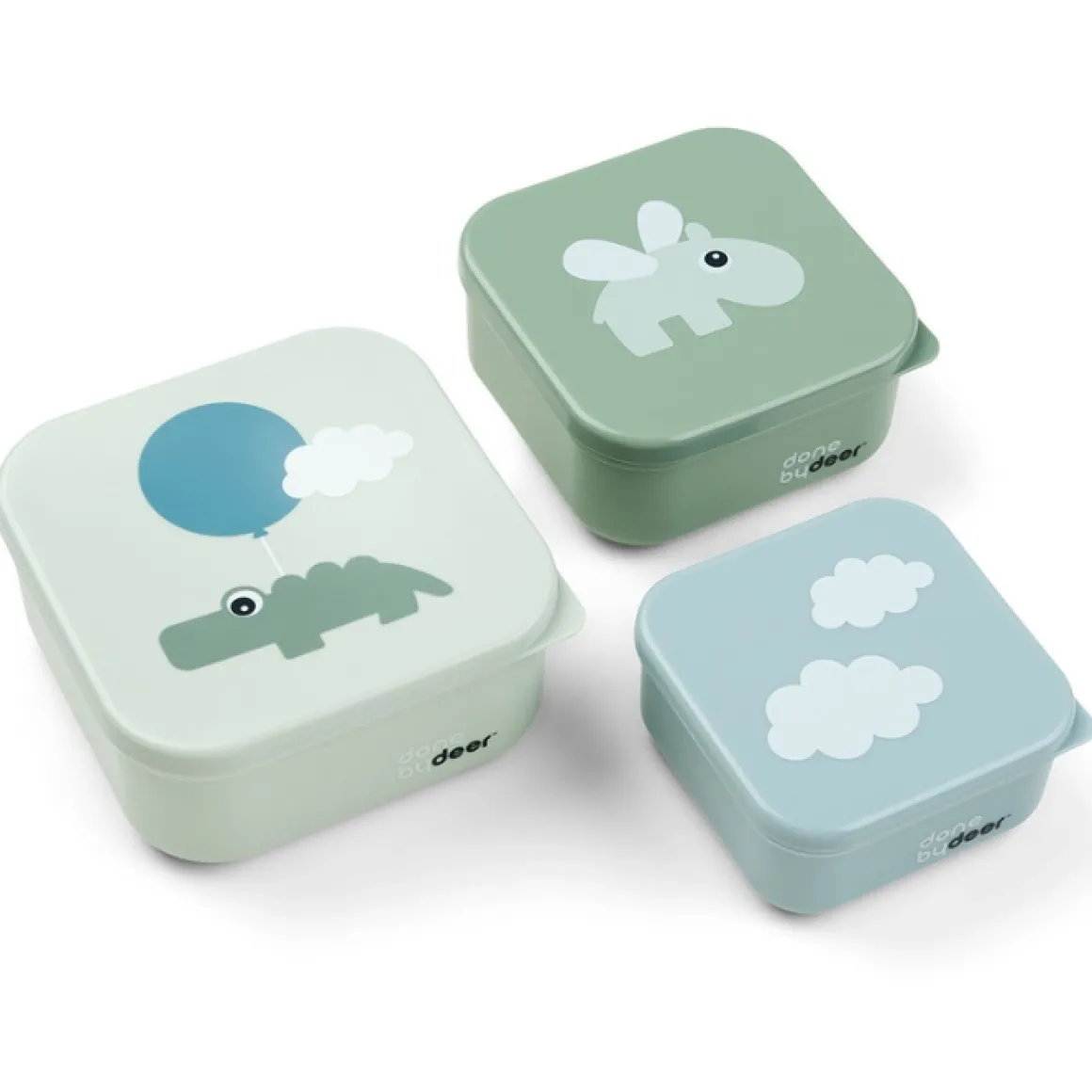 Done By Deer Snackbox Set (3St) Happy Clouds Green