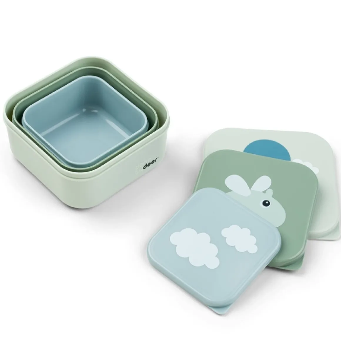 Done By Deer Snackbox Set (3St) Happy Clouds Green
