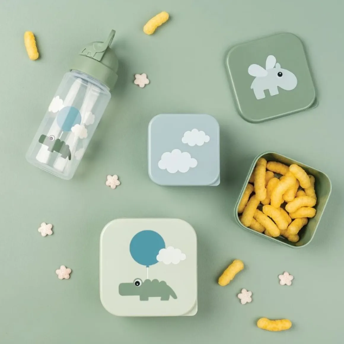Done By Deer Snackbox Set (3St) Happy Clouds Green