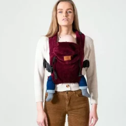 Draagzak Click Carrier Ribbed Velvet Berry Red Bykay