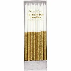 Glitter Kaarsen Dipped Goud (16St) Meri Meri