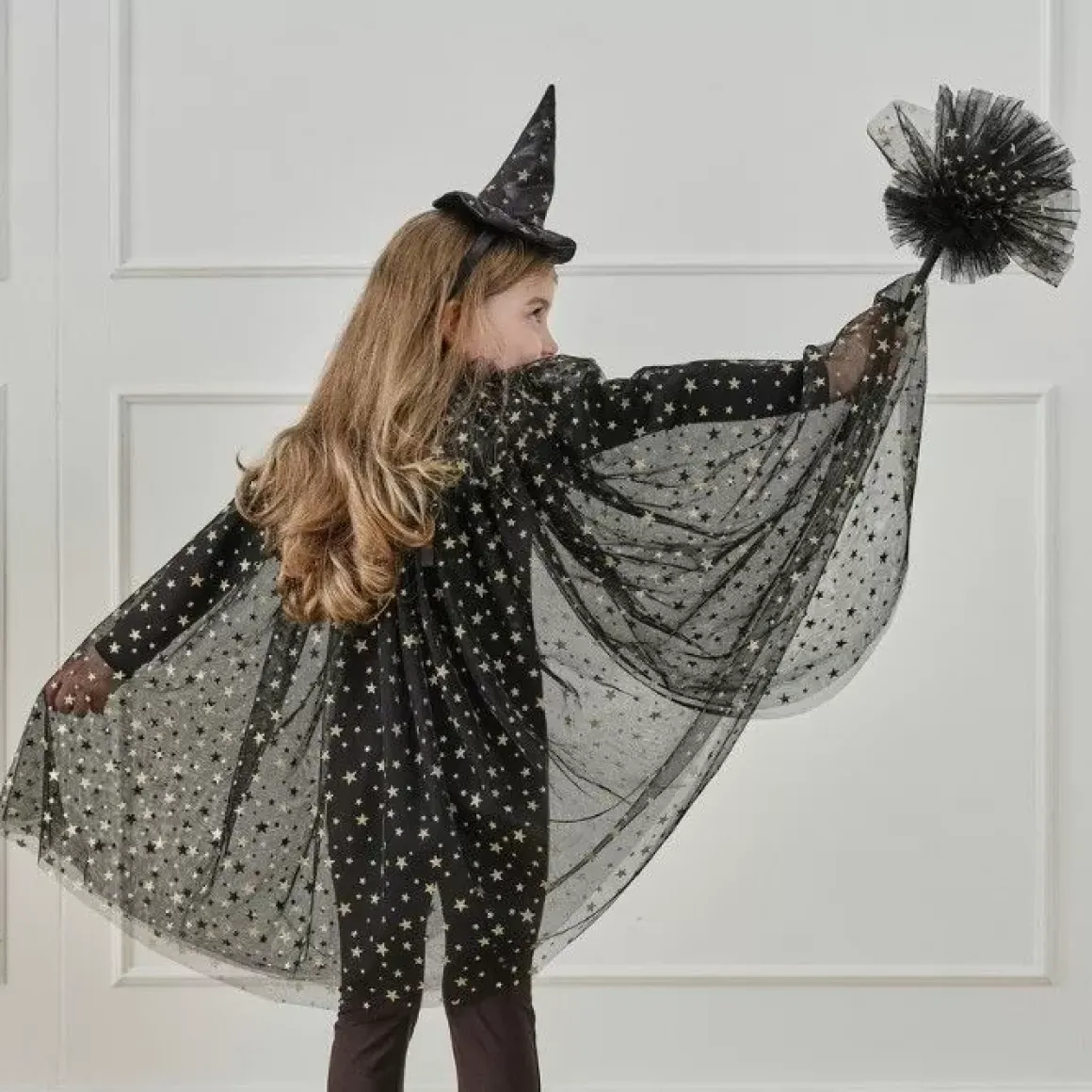 Halloween Heksencape Zwart/Goud Ginger Ray