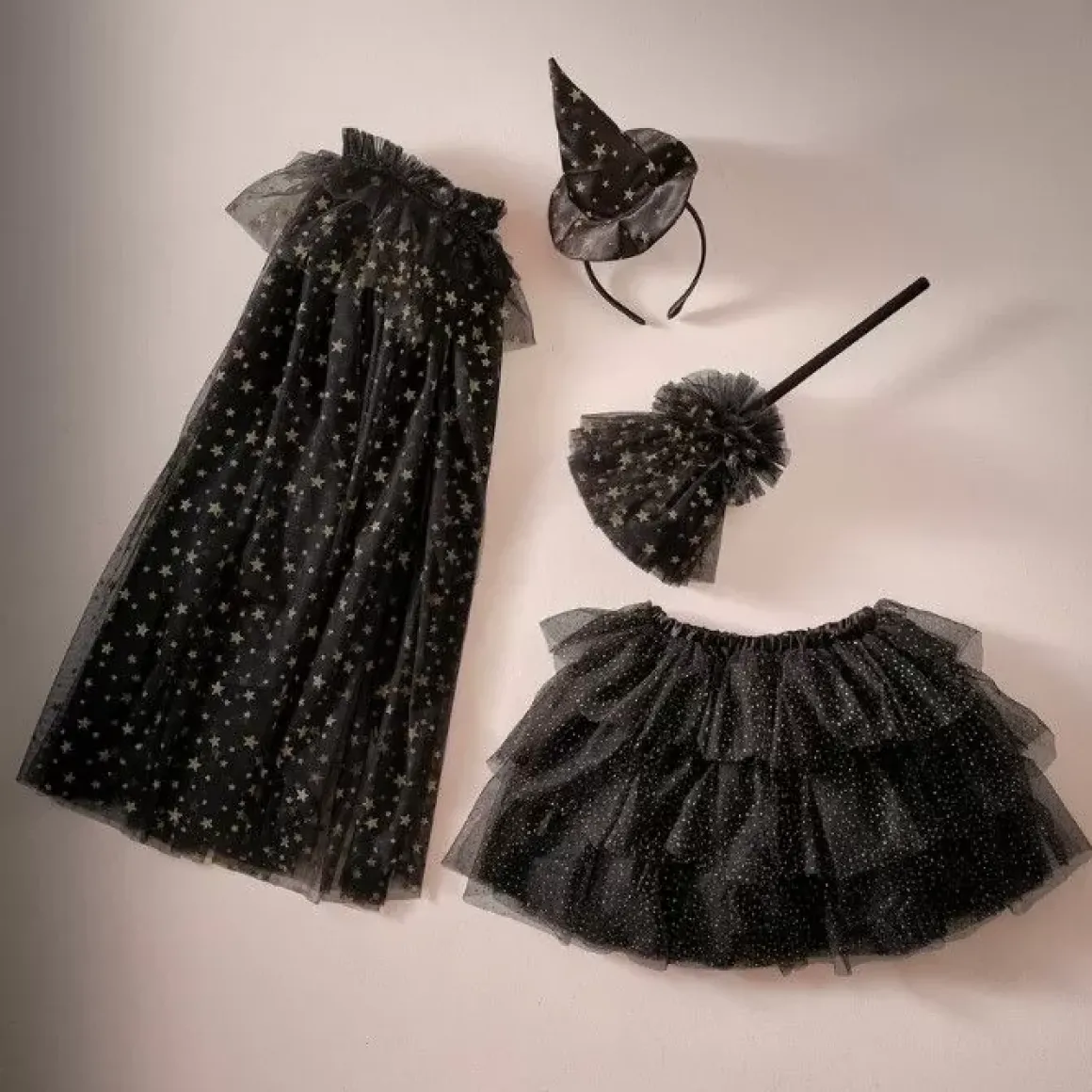 Halloween Heksencape Zwart/Goud Ginger Ray